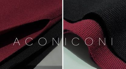 Aconiconi | Dark Night Rose Elegant Slim Fit Dress