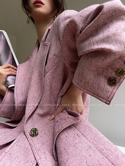 Aconiconi | Pink and Denim Skirt Suit