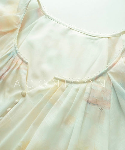 Aconiconi | Honeydew Glow Flowy Dress