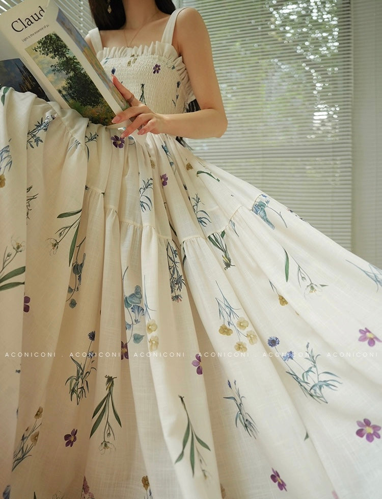Aconiconi | Ivory Meadow Floral Long Dress