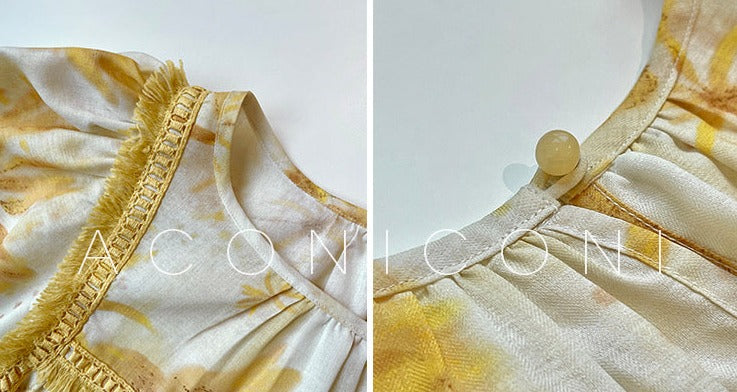 Aconiconi｜Mustard Flower ruffled skirt suit