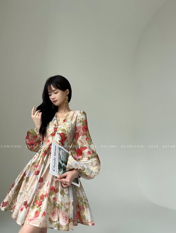 Misty Rose Long Sleeve Long Dress