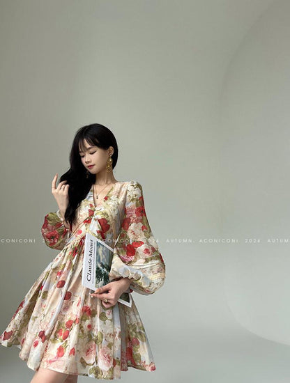 Misty Rose Long Sleeve Long Dress