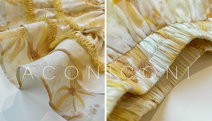 Aconiconi｜Mustard Flower ruffled skirt suit