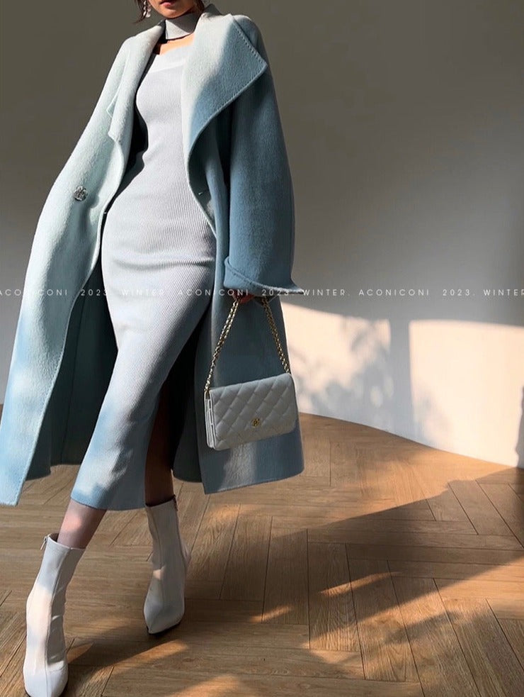 Aconiconi｜Sky Blue Temperament Knitted Dress