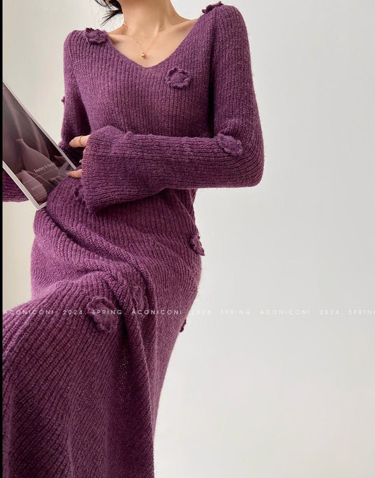 Aconiconi｜Alocasia Knitted Long Dress