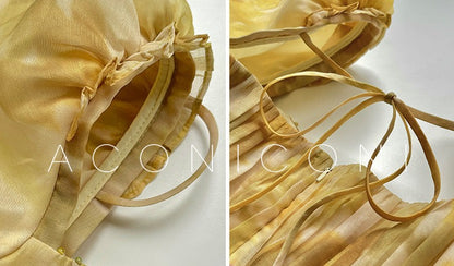 Aconiconi｜Midsummer Citron Puff Sleeve Elegant Dress