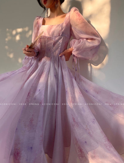 Purple Garden Cloud Romantic Dress