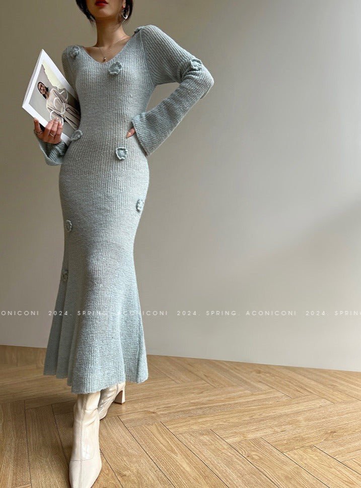 Aconiconi｜Alocasia Knitted Long Dress