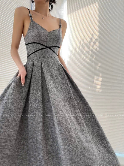 Aconiconi｜Kawashima Girl Elegant Temperament Dress Suit Sling Long Dress
