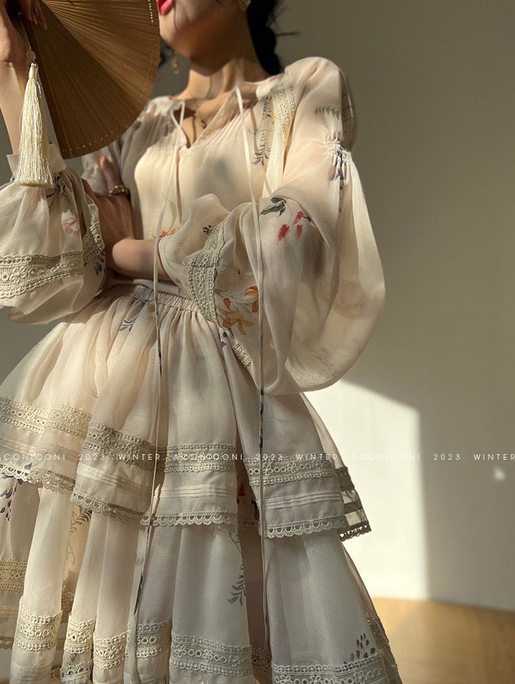 Aconiconi｜Moon Shadow Camellia Skirt Suit