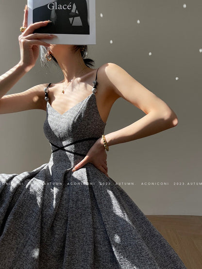 Aconiconi｜Kawashima Girl Elegant Temperament Dress Suit Sling Long Dress