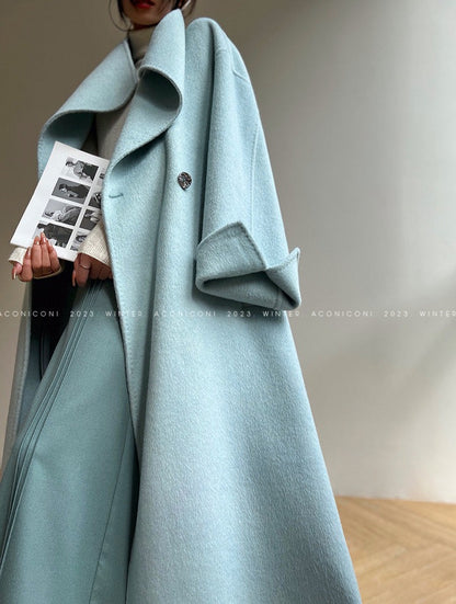 Aconiconi｜Dark Night & Sea Waves Double-Sided Wool Coat