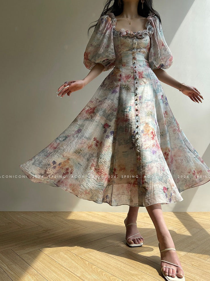 Aconiconi｜Calantha Puff Short-Sleeve Dress