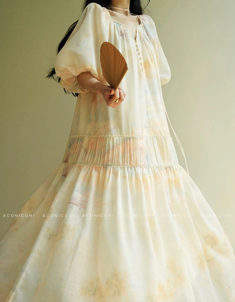 Aconiconi | Honeydew Glow Flowy Dress