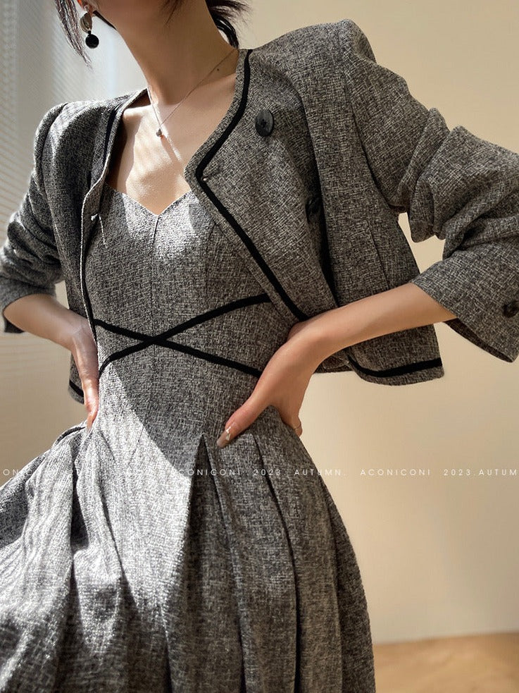 Aconiconi｜Kawashima Girl Elegant Temperament Dress Suit Sling Long Dress