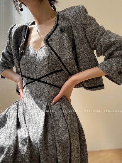 Aconiconi｜Kawashima Girl Elegant Temperament Dress Suit Sling Long Dress