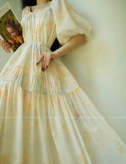 Aconiconi | Honeydew Glow Flowy Dress