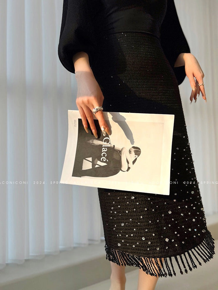 Aconiconi｜Light diamond shimmer wool dress