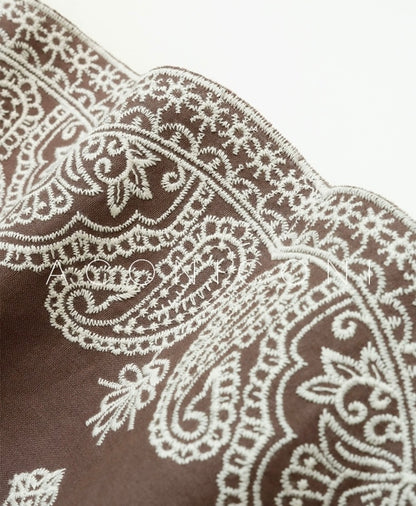 Aconiconi | Mocha Retro Embroidery Skirt Set