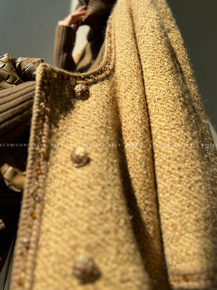 Aconiconi｜Brownie Autumn Wool Retro Skirt Suit