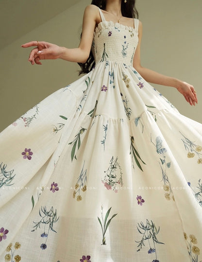 Aconiconi | Ivory Meadow Floral Long Dress