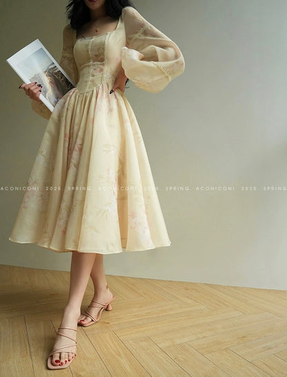 Aconiconi | Apricot Blossoms Flowy Dress