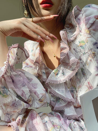 Aconiconi｜Crape Myrtle Floral Feminine Suit