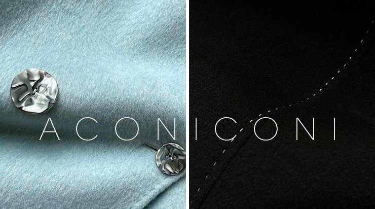 Aconiconi｜Dark Night & Sea Waves Double-Sided Wool Coat