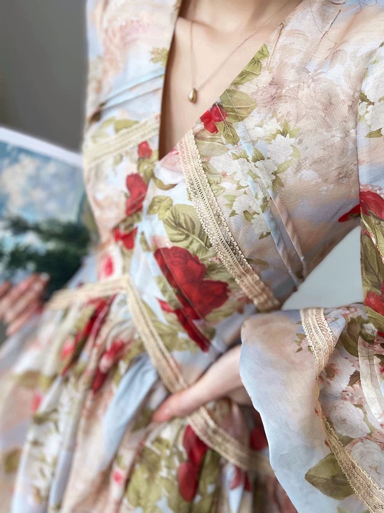 Misty Rose Long Sleeve Long Dress