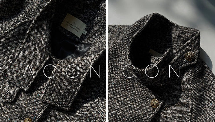 Aconiconi｜Inkstone Retro Stand Collar Wool Coat