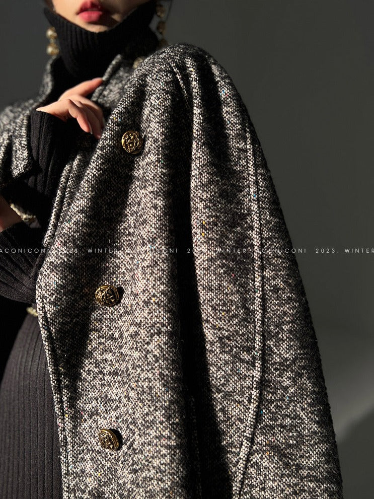 Aconiconi｜Inkstone Retro Stand Collar Wool Coat