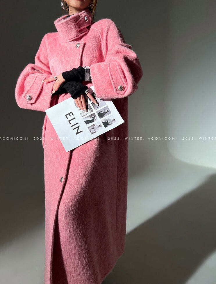 Aconiconi｜Inkstone Retro Stand Collar Wool Coat