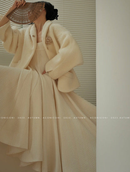 Aconiconi | Whispering Snow Angel Winter Short Wool Coat