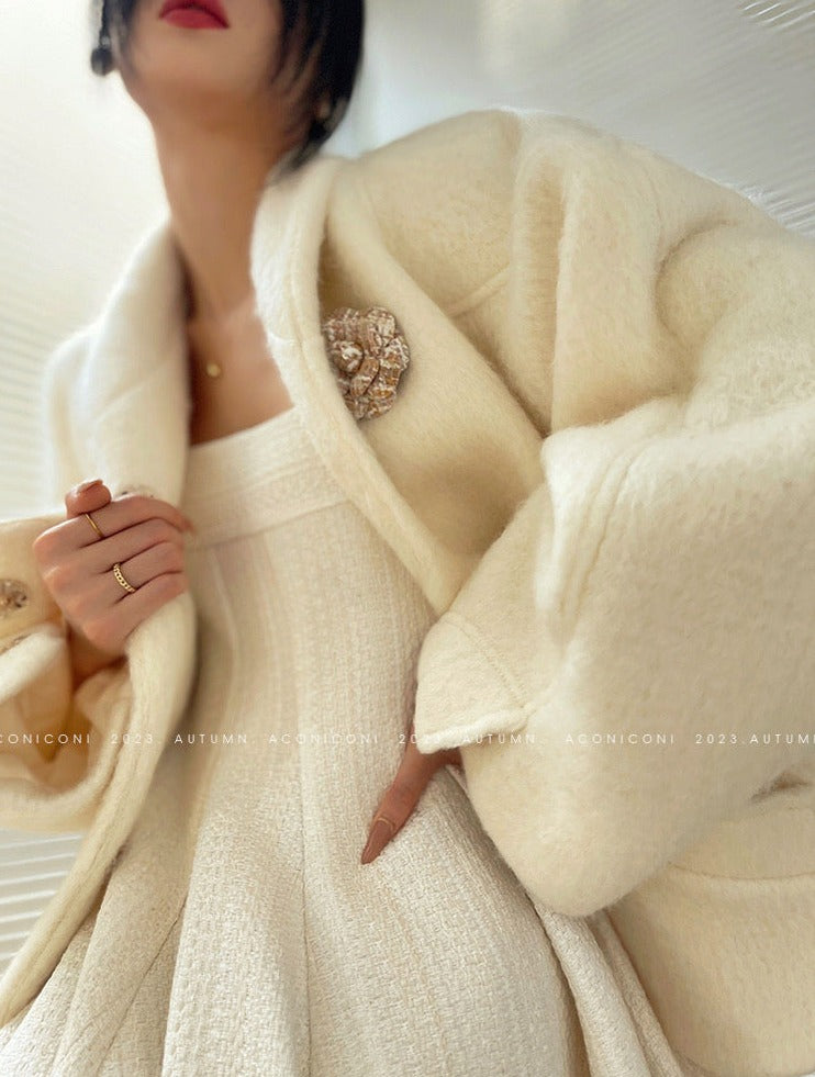 Aconiconi | Whispering Snow Angel Winter Short Wool Coat