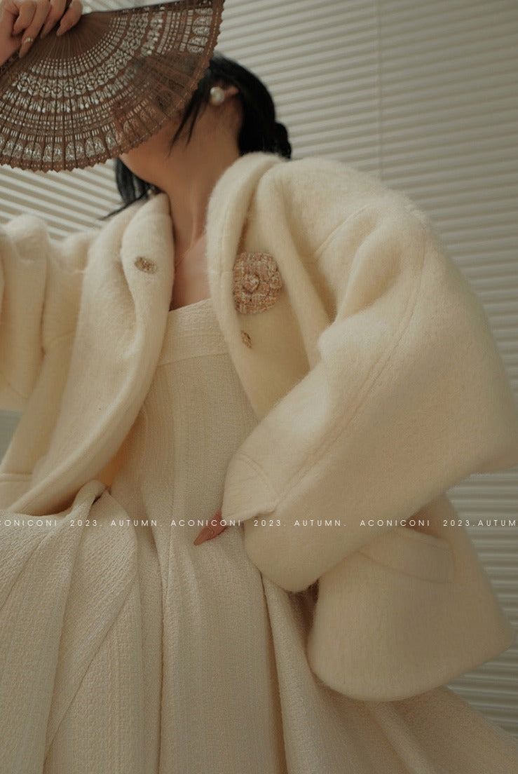 Aconiconi | Whispering Snow Angel Winter Short Wool Coat