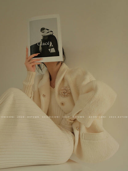 Aconiconi | Whispering Snow Angel Winter Short Wool Coat