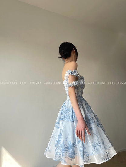 Aconiconi｜Sea Island Frosty Suspender Sweet Short Dress