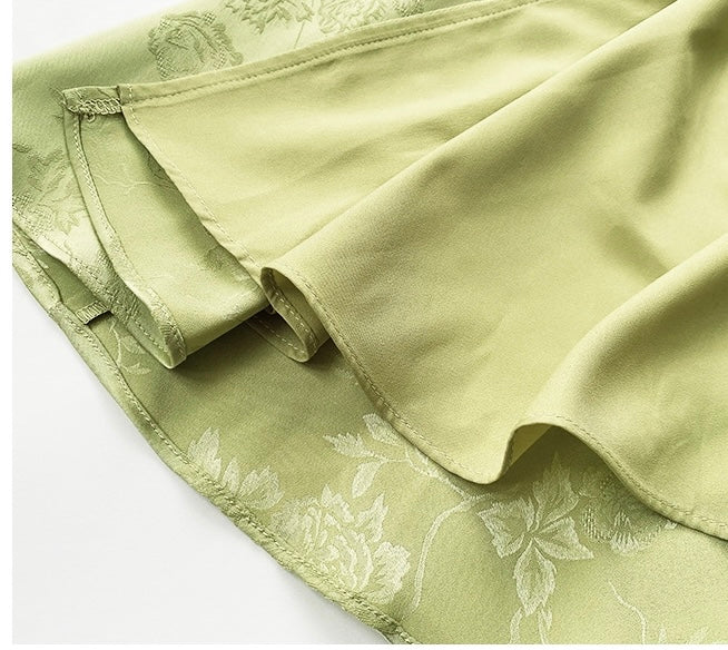 ReVe | Oriental Dark Pattern Peony Jacquard Phoenix Satin Suspender Dress