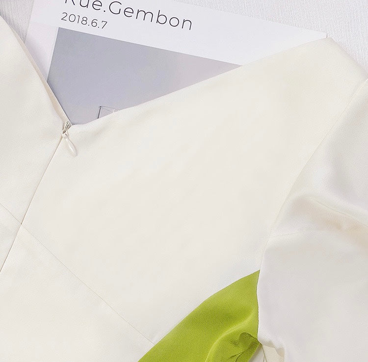 ReVe | high definition phoenix satin three-dimensional bud waist dress