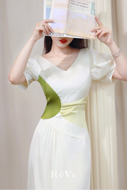 ReVe | high definition phoenix satin three-dimensional bud waist dress