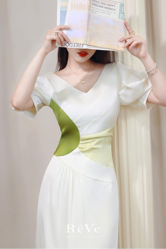 ReVe | high definition phoenix satin three-dimensional bud waist dress