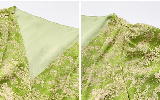 ReVe | New Chinese-Style Dark Pattern Jacquard Phoenix Satin Dress