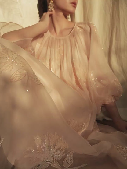 LE VENT & TES AILES | Château Rose Evening Dress