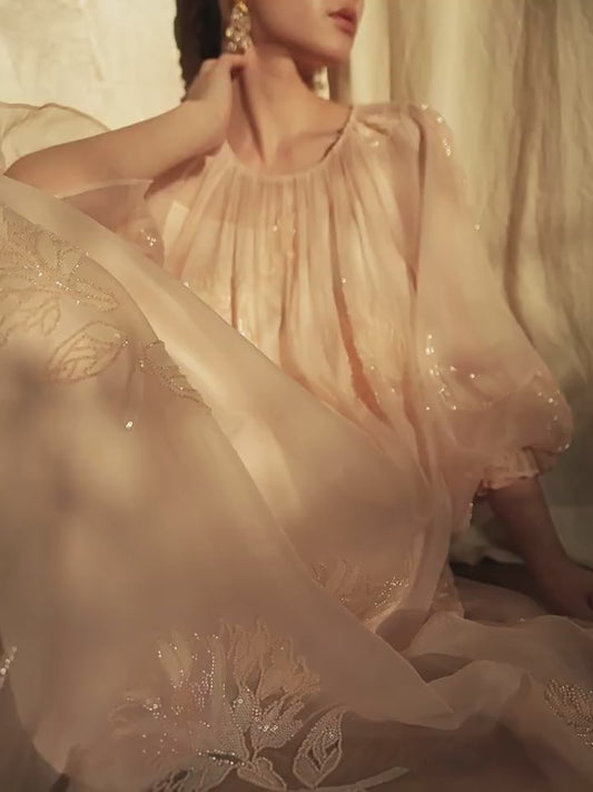 LE VENT & TES AILES | Château Rose Evening Dress