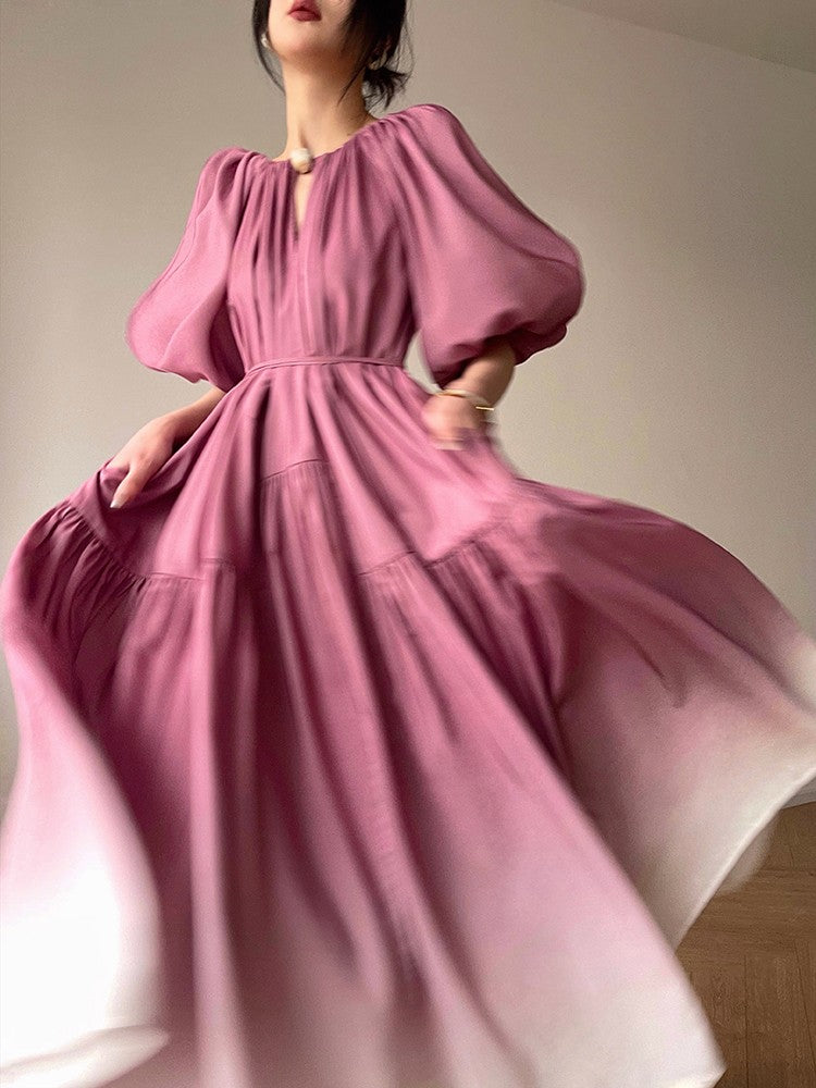 Aconiconi｜Grape Cotton Cloud Ombre Dress