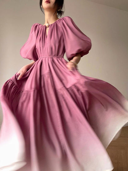 Aconiconi｜Grape Cotton Cloud Ombre Dress