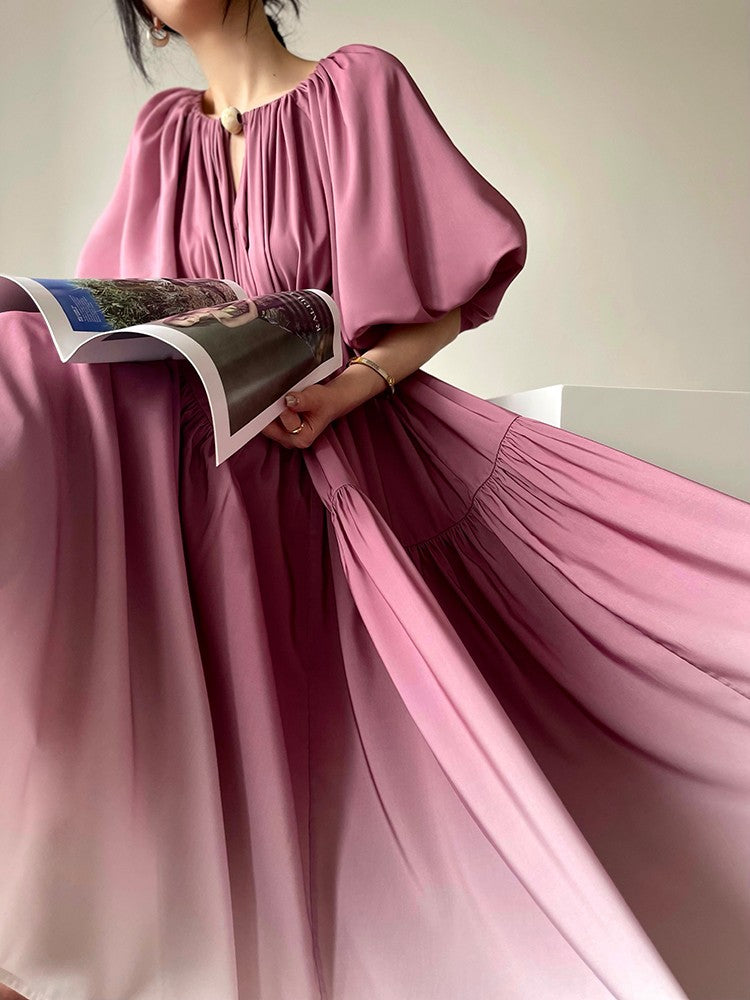 Aconiconi｜Grape Cotton Cloud Ombre Dress