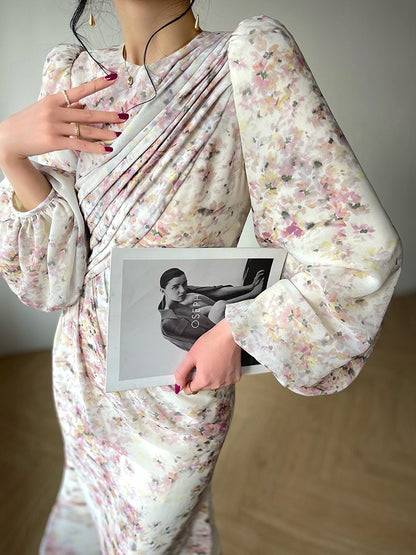 Aconiconi｜ Floral Chiffon Slim and Gentle Fishtail Spring Dress