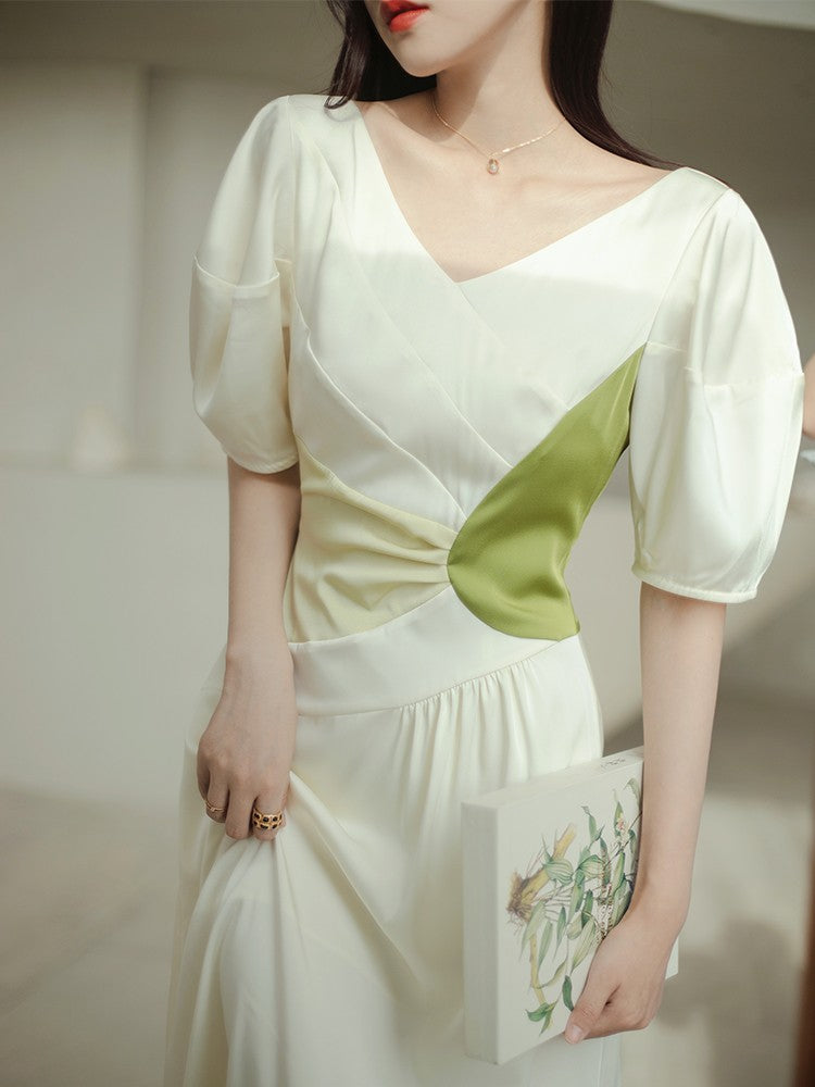 ReVe | high definition phoenix satin three-dimensional bud waist dress